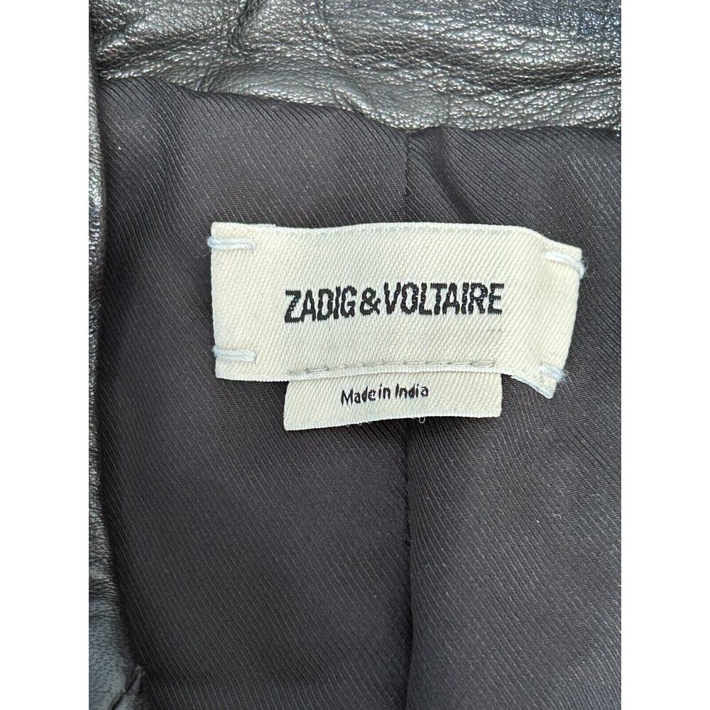 Zadig & Voltaire Loon Spi Biker Jacket Womens Small Black Lamb Leather NWT - Picture 10 of 16